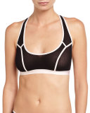 Metropolis Racerback Mesh Bralette, Black/Pink Lilly
