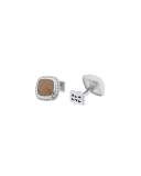 Yellow Sapphire & Diamond Cufflinks in 18K White Gold