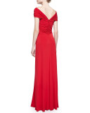 Ruched Off-the-Shoulder Jersey Gown