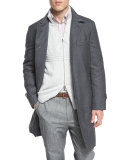 Bicolor Check Twill Long-Sleeve Sport Shirt, Red
