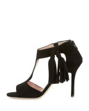 inga suede t-strap sandal, black