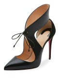 Ferme Rouge Self-Tie Red Sole Pump, Black 