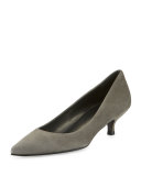 Poco Suede Kitten-Heel Pump, Fog