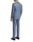 Plaid Super 160s Wool Two-Piece Suit, Light Gray