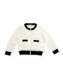 Two-Tone Mixed-Media Jacket, White/Dark Blue, Size 3M-3