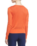 Paz Long-Sleeve Surplice Jersey Top, Orange