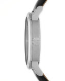 Sunray White Dial Check Watch with Leather Strap