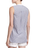 Striped Poplin Sleeveless Top