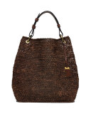 Santorini Large Raffia Shoulder Bag, Luggage