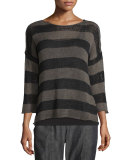 Crisp Organic Cotton Striped Sweater, Oregano