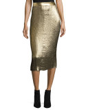 Brana Pleated Glitter Midi Skirt