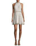 Hollie Embellished Fit-&-Flare Dress, Off White