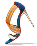 Elastigram Cross-Strap Red Sole Sandal, Multicolor