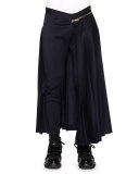Zipper Pleated Half-Skirt Trousers