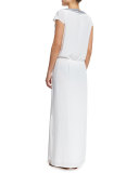 Embroidered Long Caftan Coverup Dress