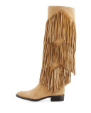 Pendra Fringe Knee Boot, Oatmeal