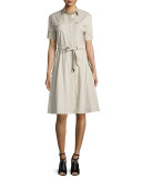 Tuesday Short-Sleeve Drawstring-Waist Dress 