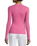 Long-Sleeve Cashmere Sweater, Peony