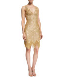 Sleeveless V-Neck Beaded Fringe Dress