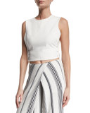 Pierced Open-Side Crop Top, Bright White