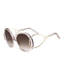 Jackson Round Oversized Sunglasses, Crystal