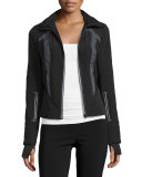 Wind-Resistant Colorblock Jacket, Black