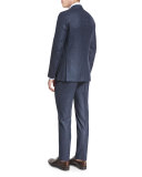 Chalk-Stripe Two-Piece Suit, Petrol Blue