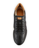 Trafton Grand.OS Vintage Leather Trainer, Black 