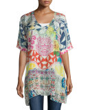 Butterfly Half-Sleeve Printed Tunic, Multi Colors