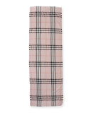 Metallic Gauze Giant Check Scarf, Rose