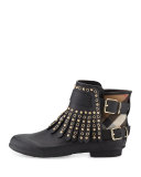Fritton Check Studded Fringe Rain Boot, Black