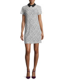 Contrast-Collared Lace T-Shirt Dress, Ecru