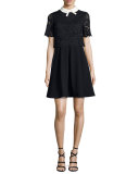 Dixxy Lace-Popover Dress, Navy