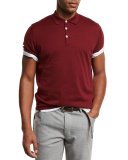 Short-Sleeve Polo Sweater, Cherry
