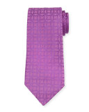 Interlocking Printed Silk Tie, Pink