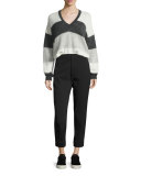 Wool-Blend Carrot Pants, Heather Charcoal