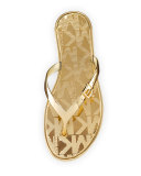 Emory Buckle Flat Thong Sandal, Gold