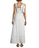 Long Linen/Cotton Shoulder-Tie Dress, Chalk