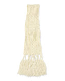 Cashmere Mixed-Knit Tassel Scarf, Cream