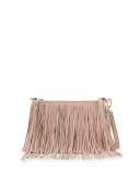 Finn Fringe Suede Crossbody Bag, Vintage Pink