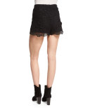 Macrame Scalloped Shorts, Black 