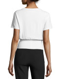 Shiloh Twist-Front Cropped Tee, Ivory