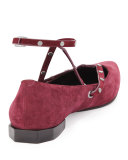 Faye Suede Crisscross Flat, Dark Maroon