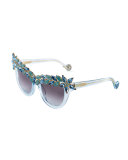 Decadence Swarovski® Cat-Eye Sunglasses, Turquoise
