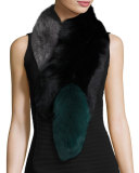 Popsicle Fox Fur Colorblock Scarf, Black/Green