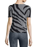 Zebra-Print Short-Sleeve Top, Multi