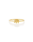 Bezel Diamond Elephant Ring, Yellow Gold Plate