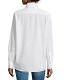 Eileen Button-Front Poplin Shirt, White