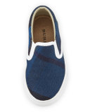 Linus Check Canvas Skate Shoe, Ultramarine Blue, Toddler