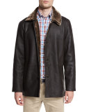 Cortina Leather & Shearling Fur Coat, Espresso